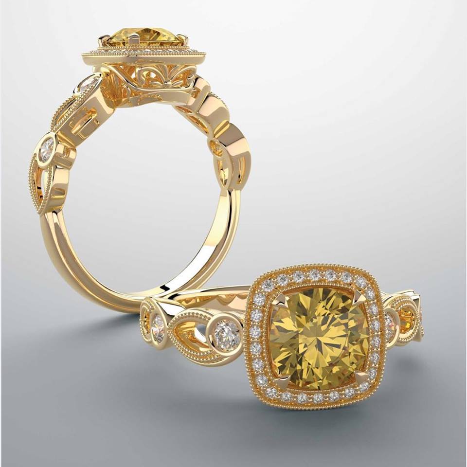 Citrene and diamond ring