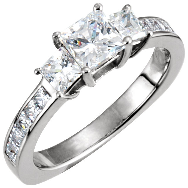 Square Three-Stone Engagement Ring