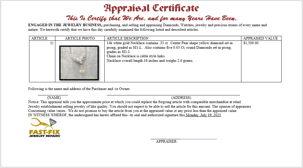 Appraisal Certificate Sample